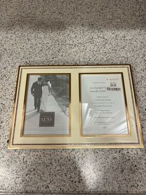 Reed & Barton Gold and Cream Double Photo Frame